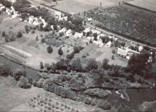1951 Aerial ViewLouis Stoddart's orchard and barn in upper right