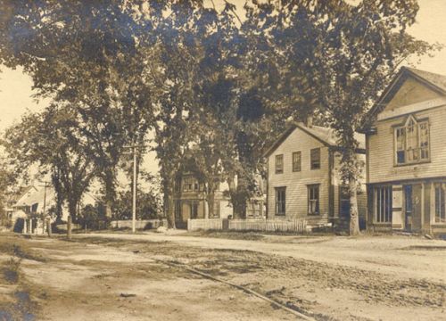 Main StreetR-L: Temperance Hall, Prince House, Chipman Home, River Hill & Whitman's Store